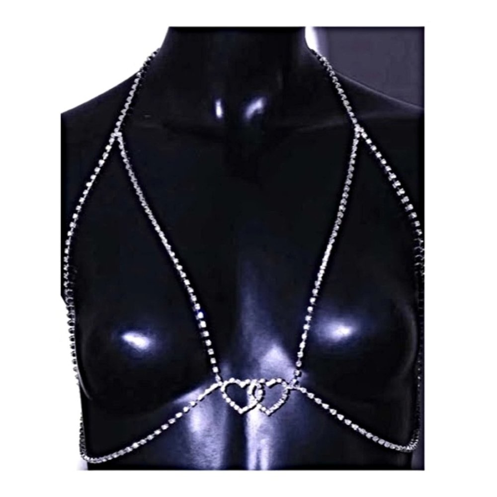 Rhinestone Bralette Shaped Heart Body Chain